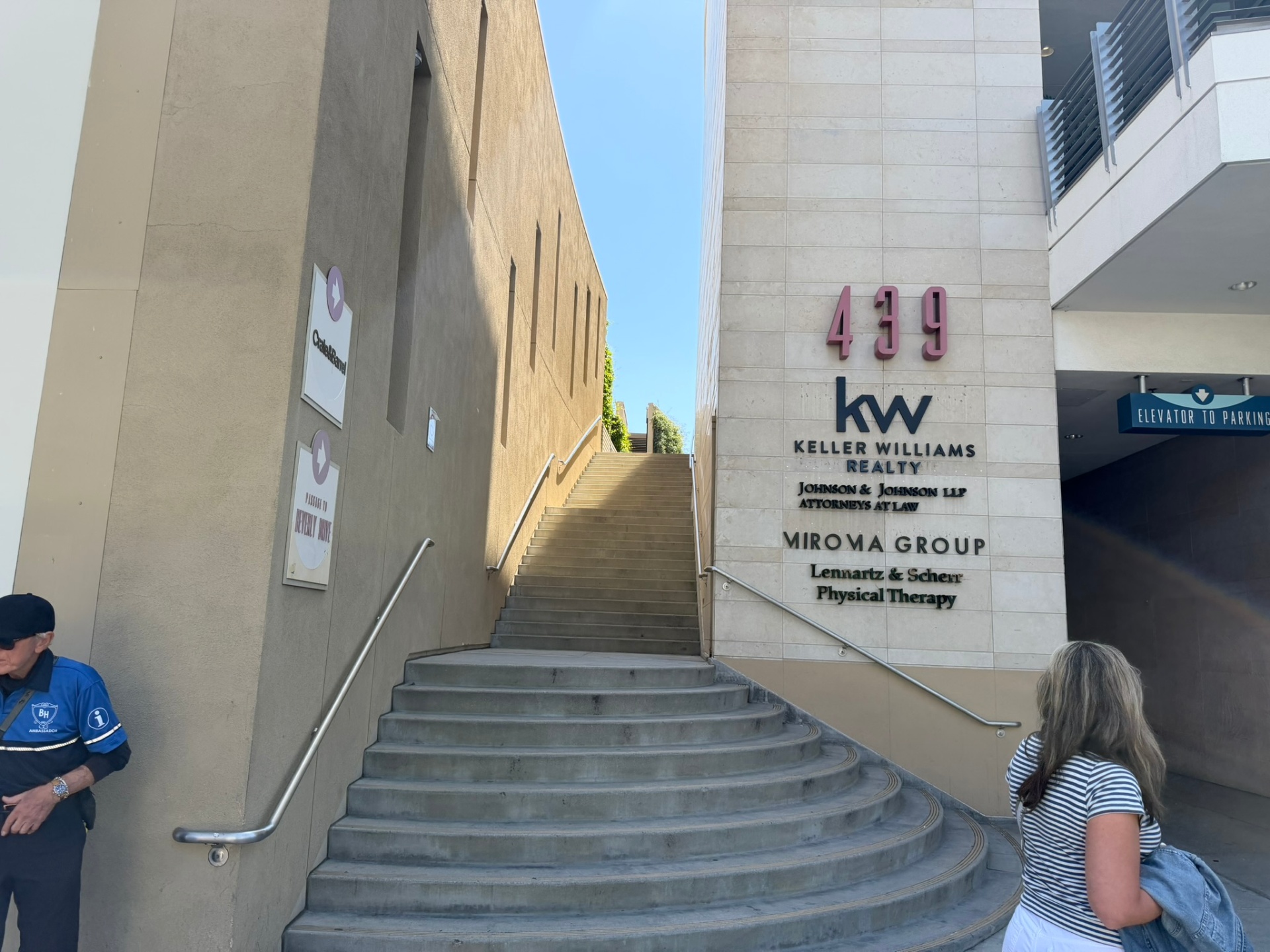 Stairway to the Keller Williams Beverly Hills office at 439 N Beverly Drive.