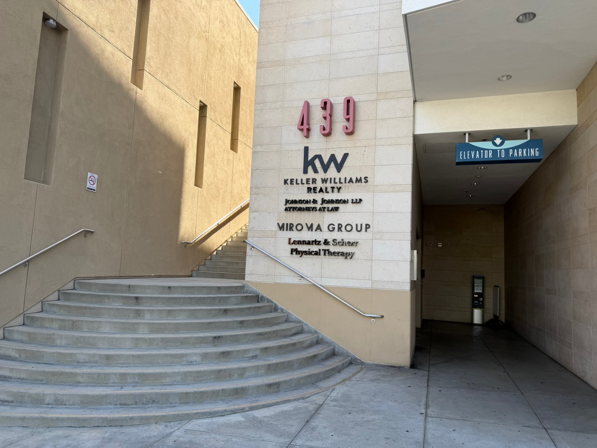 439 N Beverly Drive entrance with Keller Williams Realty directory signage.
