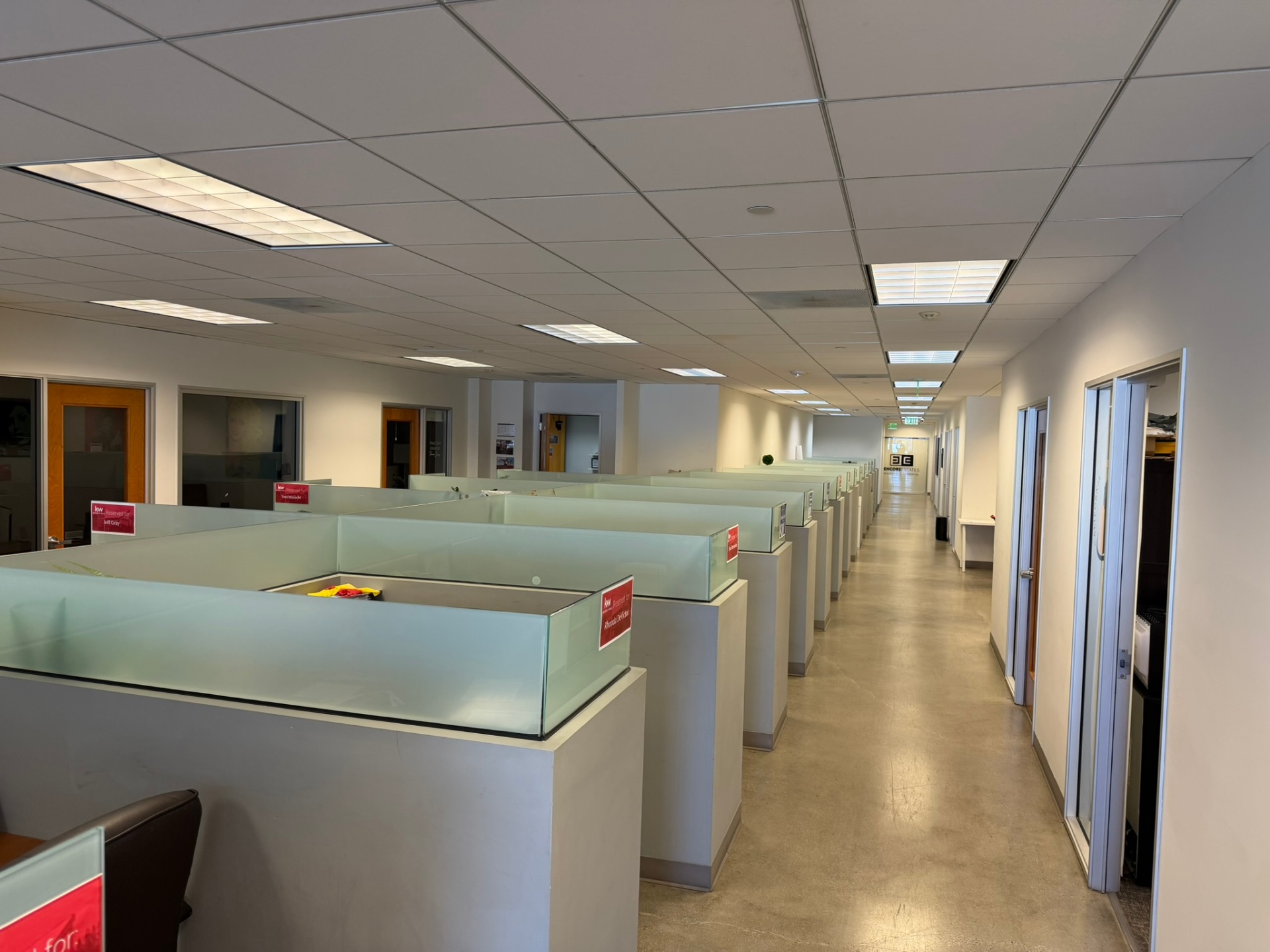 California Luxury Investments office floor — agent cubicles at Keller Williams Beverly Hills.