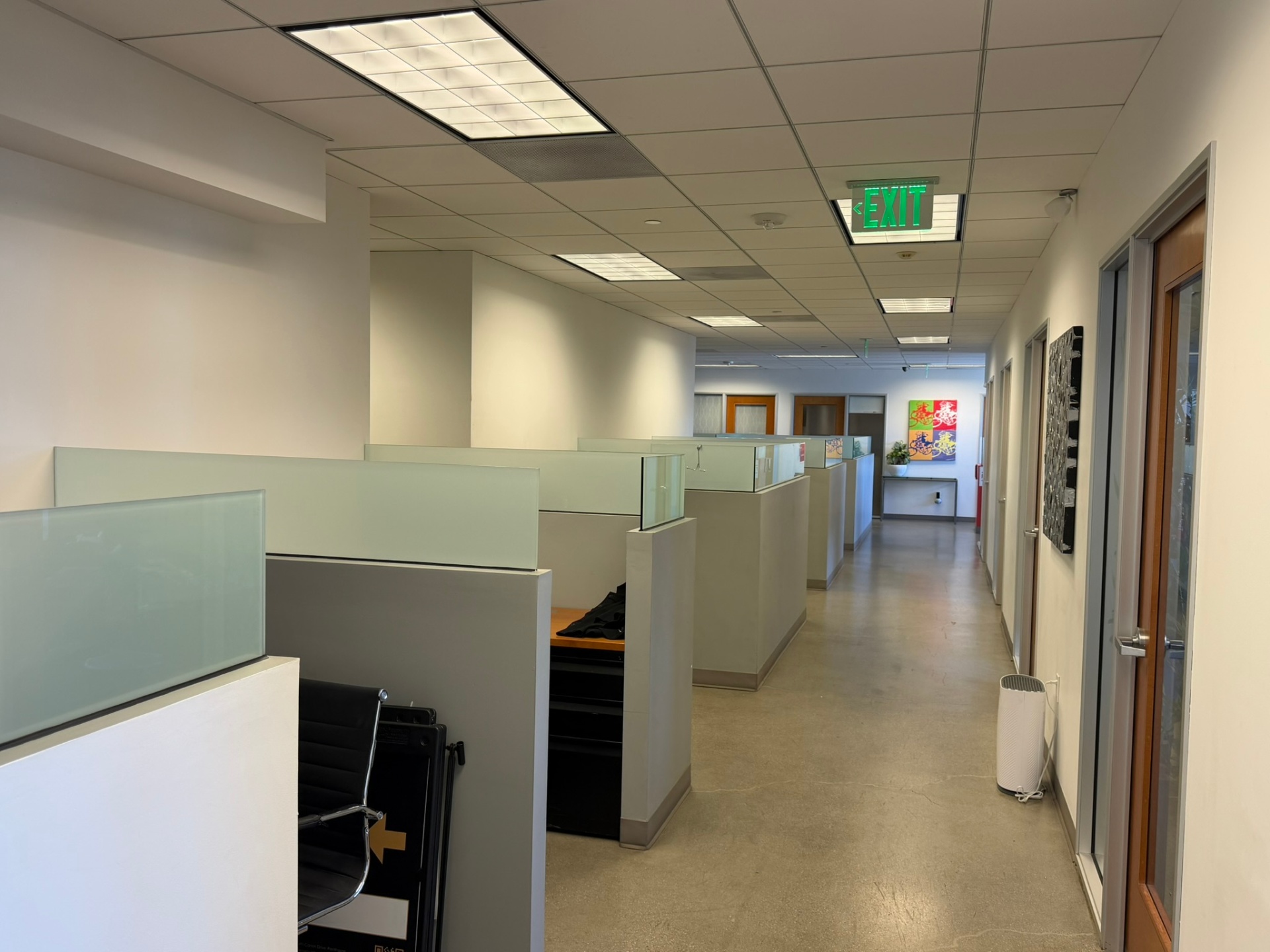Workspace corridor inside the Beverly Hills investment real estate office.