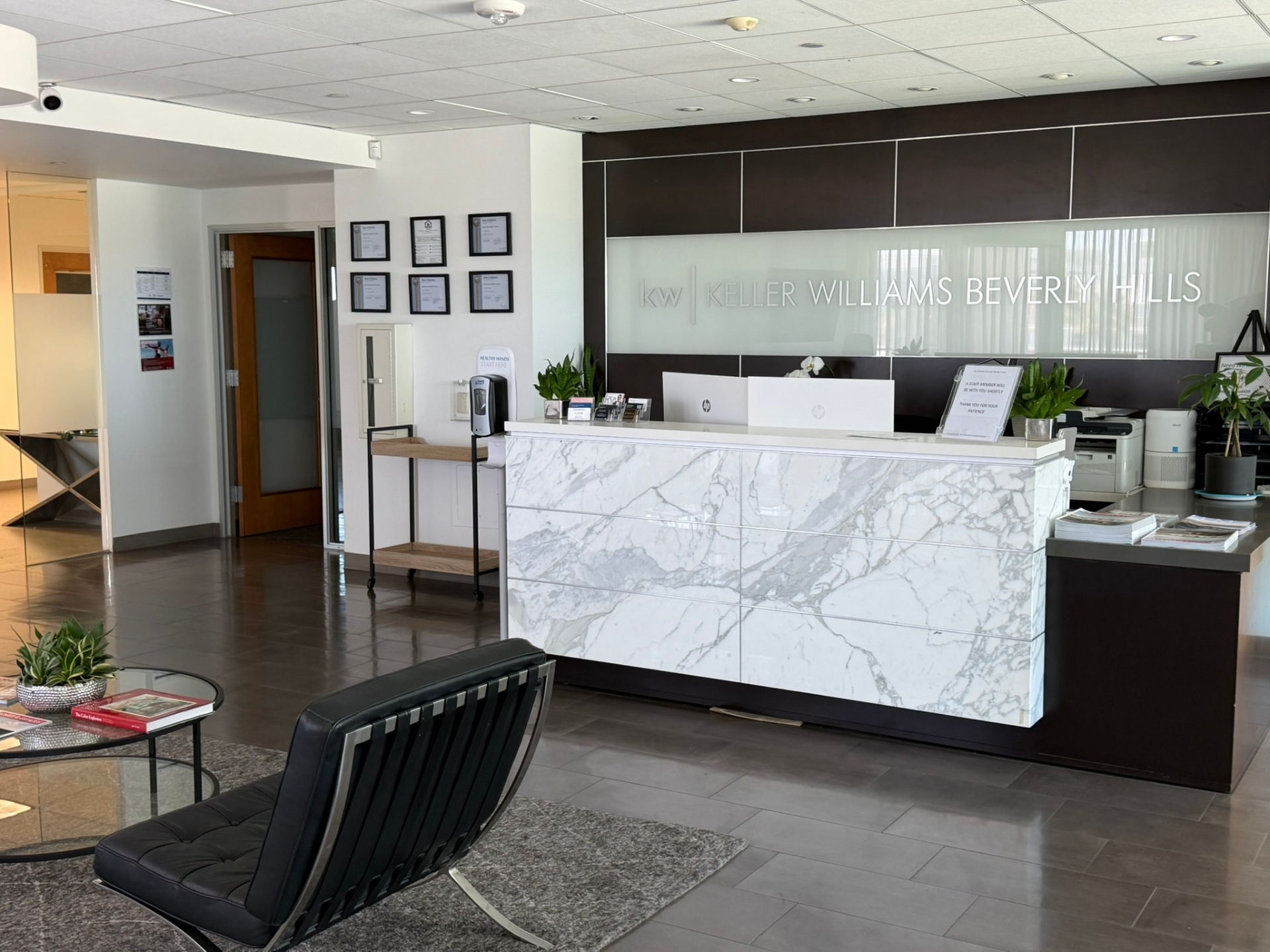 Keller Williams Beverly Hills reception — California Luxury Investments office lobby.